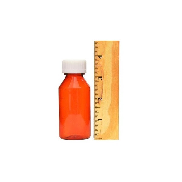 2oz Graduated Oval RX Bottles with Caps 200 count- Amber