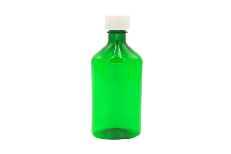 8oz Graduated Oval RX Bottles with Caps 100 count-Green