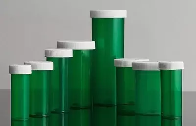 Push & Turn Child Resistant Veterinary Bottles - Green - 40 dram
