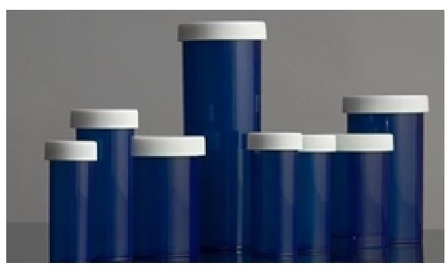 Push & Turn Child Resistant Veterinary Bottles - Blue - 13 dram